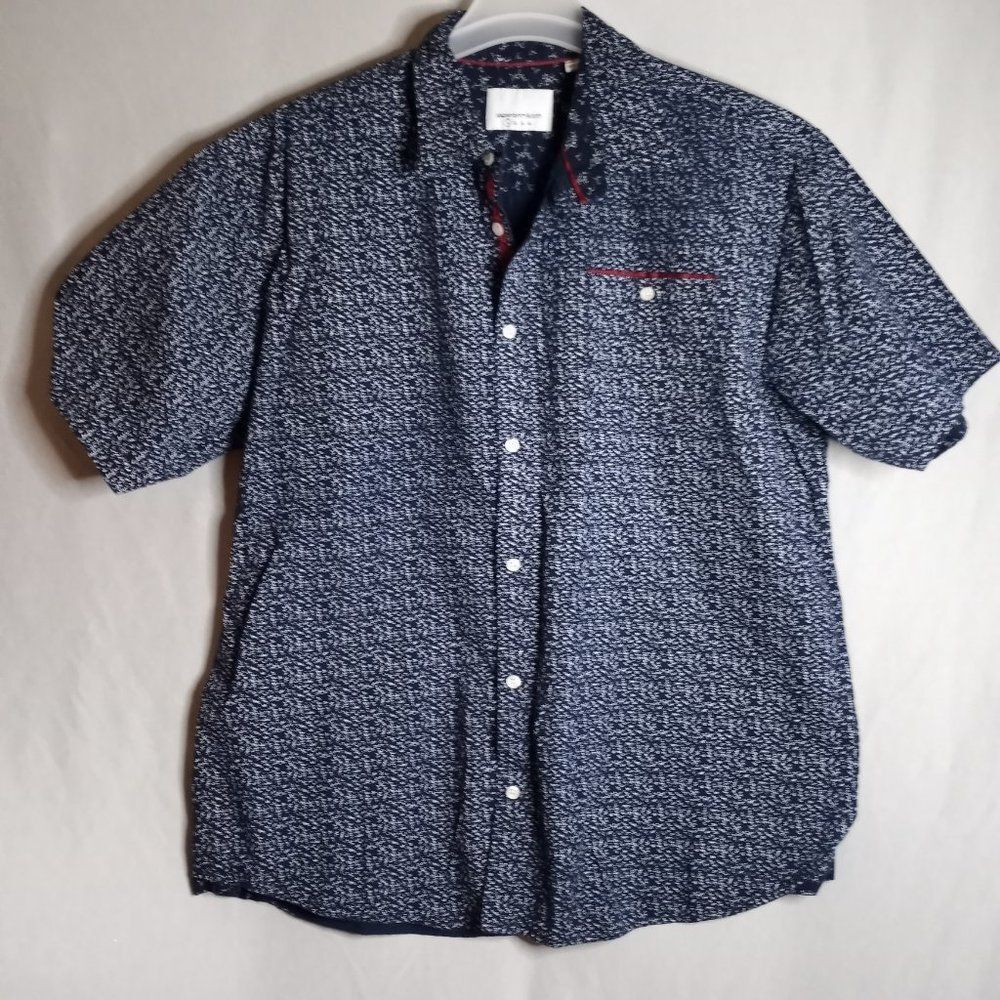 Paper Denim & Cloth Navy Blue/White Floral Men's Short Sleeve Shirt Sz. 1X